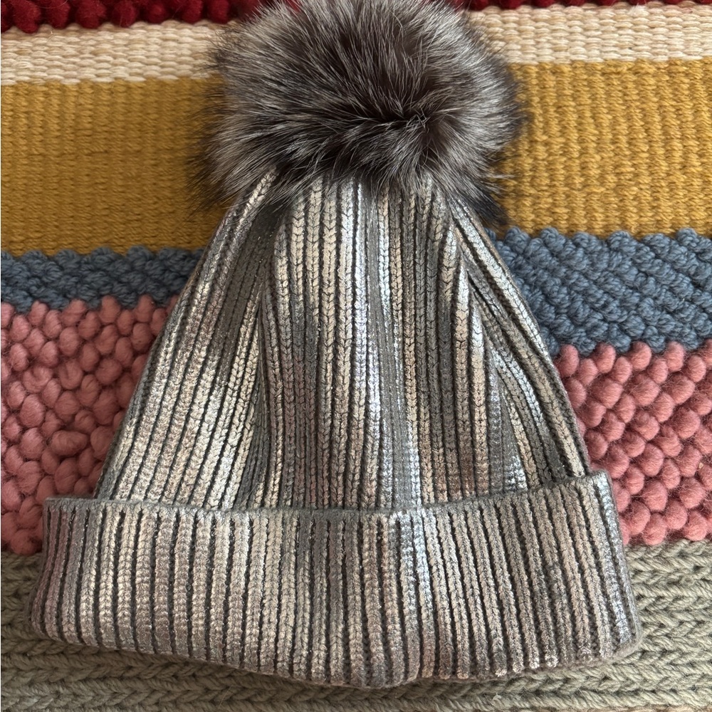 beanie with fur pom